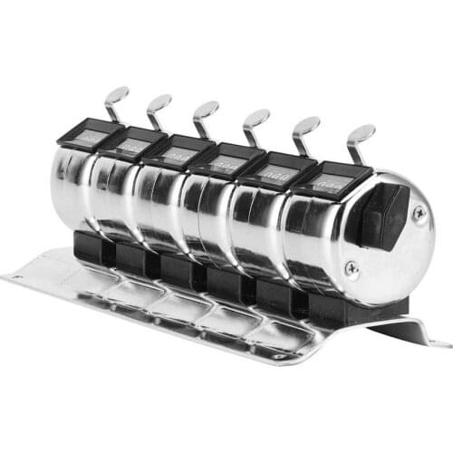 Mechanical Counter Metal Manual Clicker 4-Digit Conjoined 6 Units Stainless Steel Tally Manual Tools