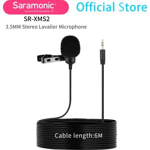 Saramonic SR-XMS2 Broadcast-quality Stereo Lavalier Microphone with DSLR camera camcorder recorder Saramonic devices