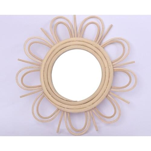 Woven Rattan Dressing Mirror Innovative Art Decoration Makeup Mirrors Bathroom Bedroom Wall Hanging Mirror H3CC