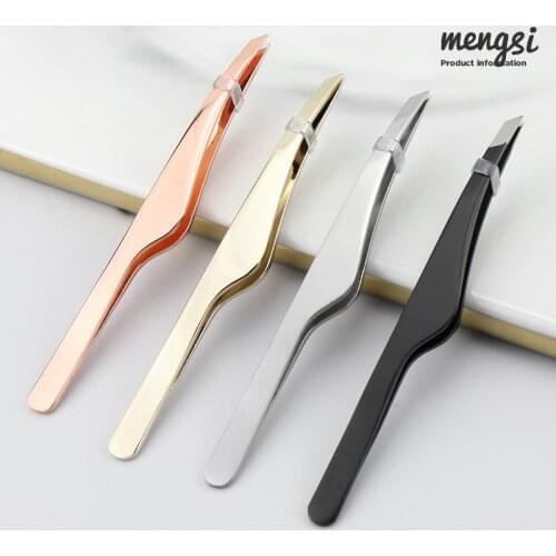 1PC Beauty Stainless Steel Eyebrow Curlers Eyelashes Double Eyelid Sticker Makeup Eyebrows Oblique Mouth Tweezers Eyebrow Pliers