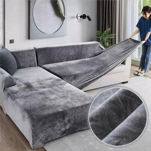 Plush Sofa Cover Velvet Elastic Leather Corner Sectional For Living Room Couch Covers Set Armchair Cover L Shape Seat Slipcovers