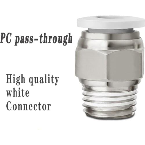 PC Pneumatic Connector White Hose Connector Male Thread Air Pipe Quick Connector 12mm 10mm 8mm 6mm 4mm 1/4" BSP 1/2" 1/8" 3/8"