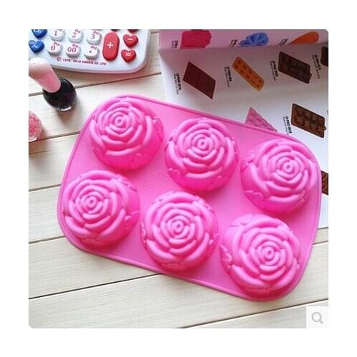 Rose Flower Silicone Cake Muffin Molds Cupcake Pan Soap BakeWare Soap kitchen Tools SI-013)