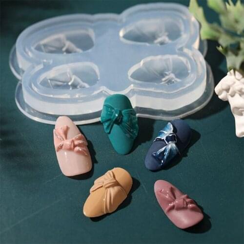 T84A DIY Mini Bowtie Carving Mold Nail Art Mould Bowknot Template Silicone Resin Mold
