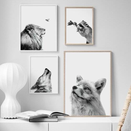 Modern Black And White Animal Photography Canvas Painting Wall Art Picture For Living Room Bedroom Home Decor