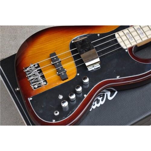 High-end custom 4-string bass electric guitar, active pickup, brown yellow shade, elm xylophone body, shipping included