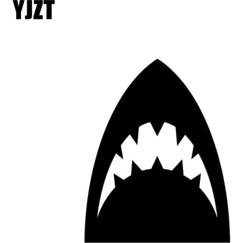YJZT 9.6cm*12.2cm Cartoon Jaws SHARK Vinyl Car-styling Car Decals Sticker Black Silver Accessories C11-0366