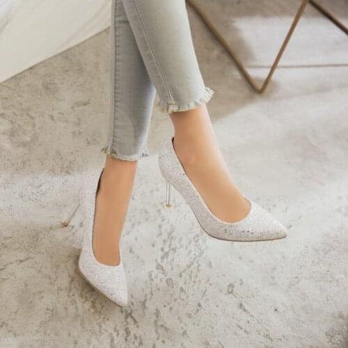 Big Size ladies high heels women shoes woman pumps Tightheeled Fairy Single Shoes