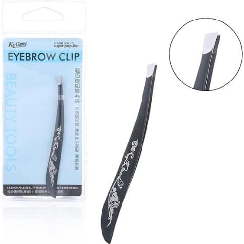 1pc Black Eyebrow Tweezers Stainless Steel Facial Hair Removal Eyebrow Trimmer Eyelash Curler Makeup Beauty Makeup Tools