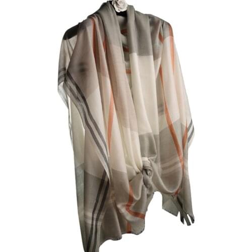 100%goat cashmere women fashion big plaid thin scarfs shawl pashmina 90x200cm 8colors