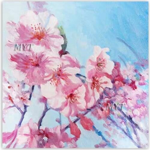 Free Shipping 100% Hand-painted Oil Painting Pink Peach Flower Art Wall Hangings Canvas Artwork Unframed For Living Room Decor