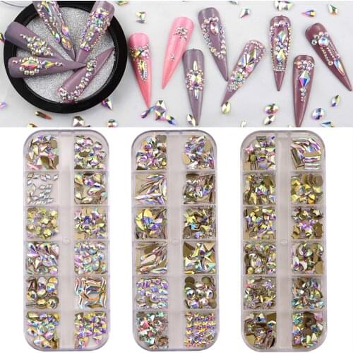 120pcs/Box K9 Glass Crystal Non Hot Fix Rhinestones Mix Shapes стразы Glittering Non HotFix Rhinestone for Nail Art Salon F0265