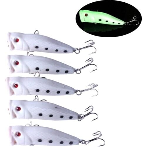 5Pcs Night Luminous Pencil Fishing Lures Floating Fishing Tackle 7.5cm 10g Hard Baits Bass Popper Crankbait Wobblers