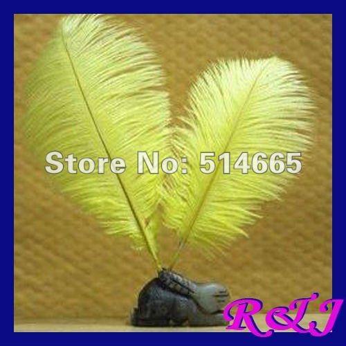 Free shipping 100pcs/lot 10-12inch 25-30cm yellow dyed Ostrich drab feather ostrich plumes