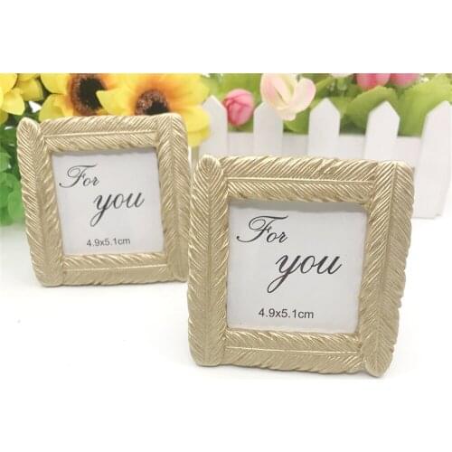 Free Shipping Resin Gold Feather Wedding Frame Baby Shower Favors Photo Frame Place Card Holder 20Pcs/Lot