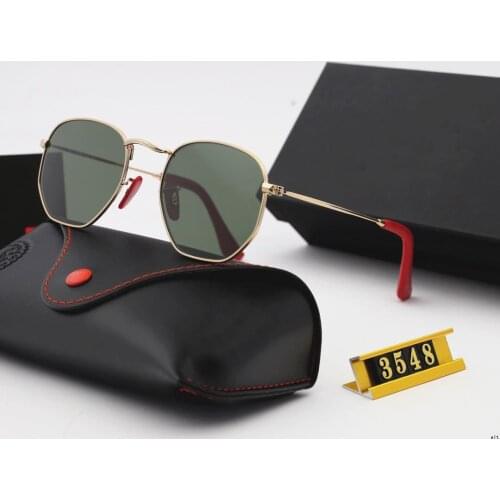 Brand Sunglasses Women Men Alloy Frame Tempered Glass Lens Reflective Color Film Sheep Leather Foot Sleeve Gafas De Sol 3548