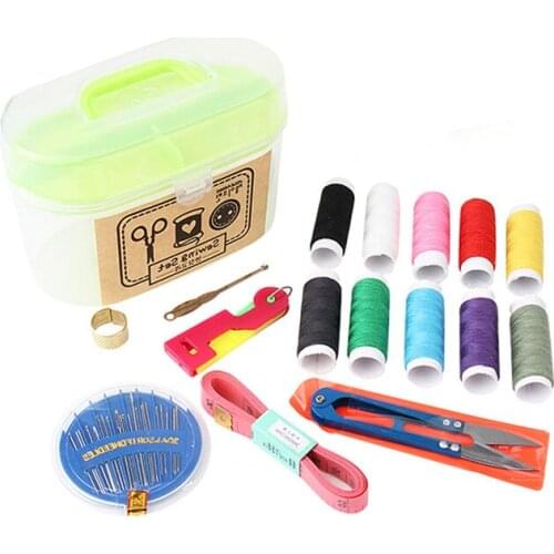 Household Supplies Portable Sewing Kit Travel Plastic Sewing Set Case Tool Storage Box Accessory Thread Needles Box Sew Case