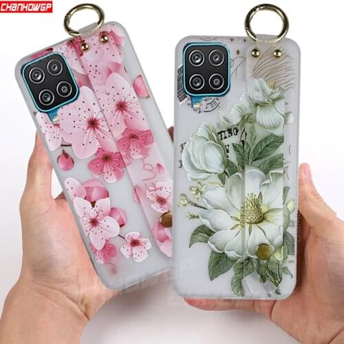 A12 A32 A02S A42 A52 A72 Case Floral Soft Silicone Wristband Phone Cases For Samsung Galaxy A12 A02S A42 A52 A72 A32 4G 5G Cover