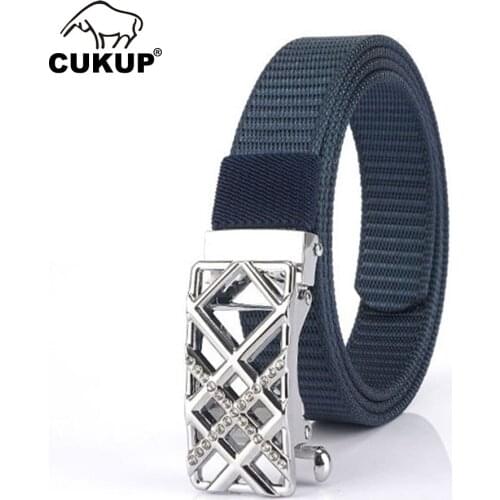 CUKUP New Ladies Unique Design Geometric Pattern Buckle Metal High Quality Nylon Belts for Women Accessories 2.5cm Width CBCK232