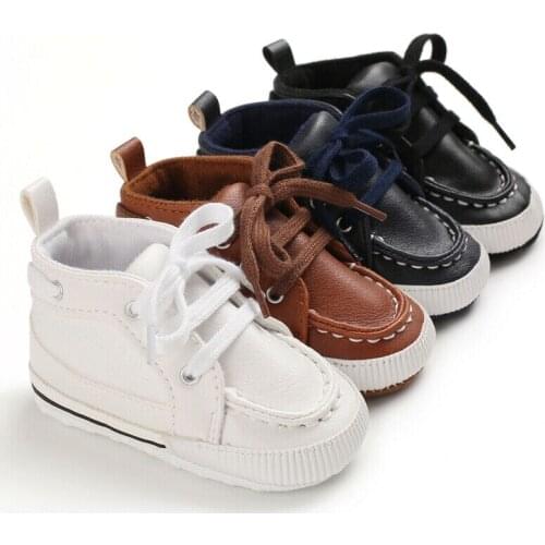 0-18M Baby Casual PU Shoes Boy Girl Unisex Bandage Prewalkers Crib Shoes Newborn Toddler Soft Soles Leather Fashion Sneaker