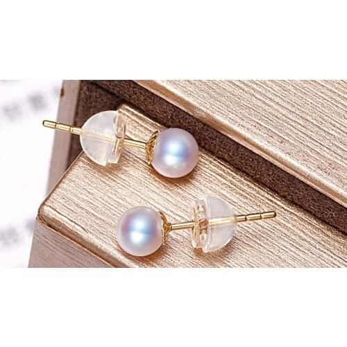 Elegant 9-10mm south sea round white pearl earring 18k
