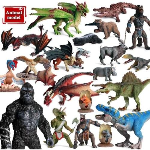 Oenux Original Savage Magic Dragon Simulation Dinosaur Warrior Action Figures Pvc Lifelike Figurines Education Kids Toy Gift