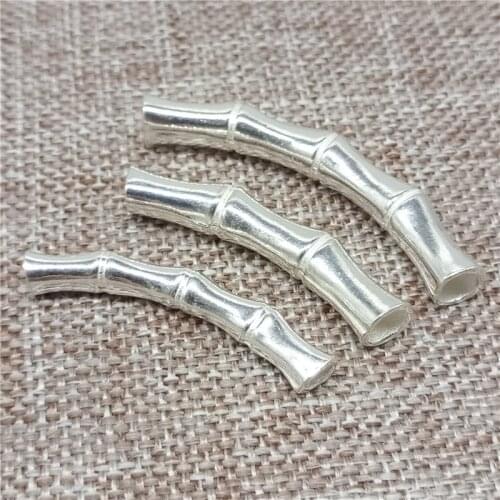 925 Sterling Silver Bamboo Curve Tube Tubular Beads for Bracelet Necklace Spacer