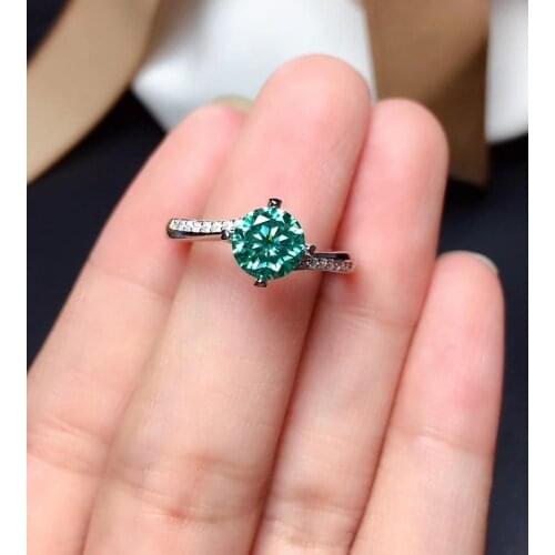 Green moissanite Personality design New ring, 925 Sterling silver, beautiful color, sparkling, 1 carat 2 Carat Diamond D VVS1