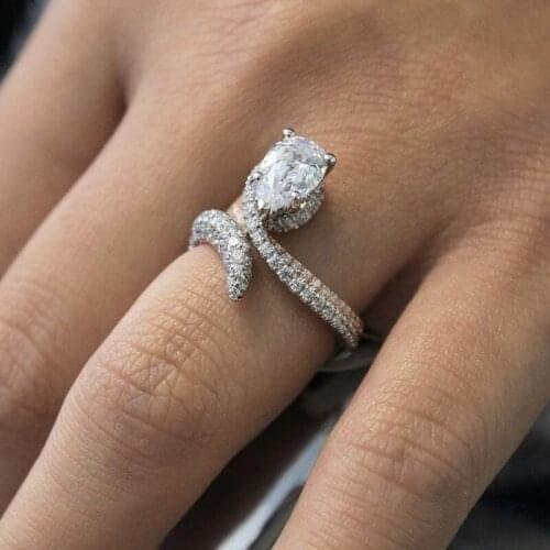 New Arrival Cute Big ZIrcon Stone S925 Sterling Silver Color Rings for Women Wedding Engagement Fashion Jewelry 2020