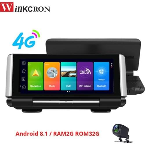 Best 7 Inch Car DVR GPS 4G Android 8.1 FHD 1080P Video Recorder 2G RAM 16G Dual Lens Dashboard Camera WiFi App remote Monitoring