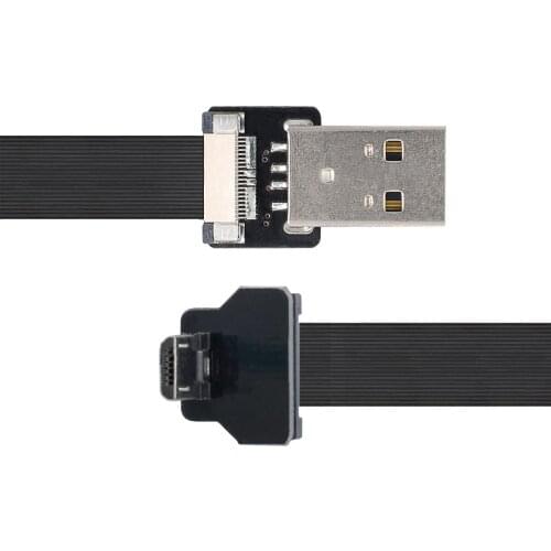 Micro USB 5Pin Male Data Flat Slim FPC Cable for FPV & Disk & Phone to Up Angled USB 2.0 Type-A Male