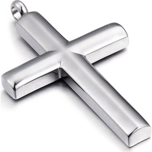 Fashion Mens Jesus Cross Chain Necklace for Men Simple 316L Stainless Steel Pendant Necklace Jewelry