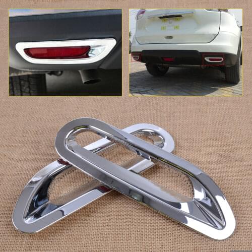 Beler 1Pair Chrome Silver Rear Back Fog Light Lamp Cover Trim Molding Car Decorations for Nissan Rogue X-Trail (T32) 2014 2015