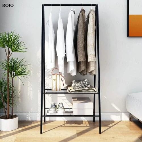 Floor-standing Clothing Rack Living Room Coat Stand Wardrobe Folding Wardrobe Closet Space-saving Shelf Holder Household Hanger