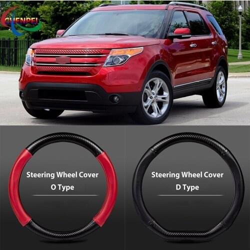 38cm Non-Slip Dreathable Carbon Fiber Steering Wheel Cover For Ford Explorer Car interior decoration accessories