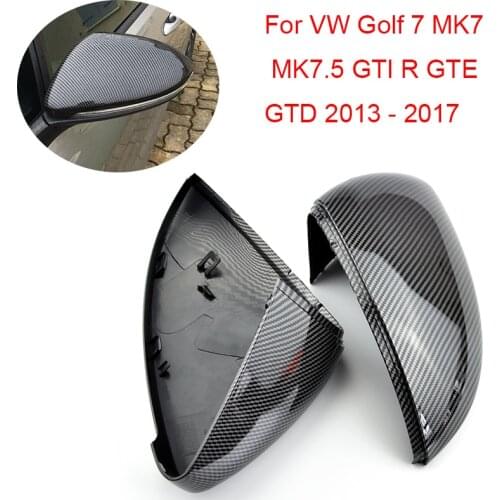Pair Side Mirror Covers Caps Rearview Mirror Case Cover Black / Carbon Fiber For VW Golf 7 MK7 MK7.5 GTI R GTE GTD 2013 - 2017