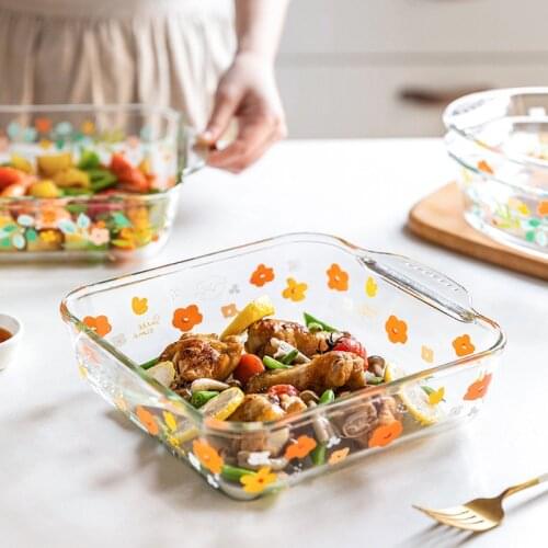 접시 Plateau Binaural Fruit Plates Heat-Resistant Glass Bakeware Special Utensils For Microwave Ovens Dinner Plate Household