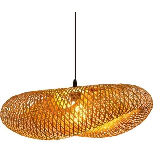 Modern Hand woven bamboo Pendant Llights Living room decoration Ceiling Lamp Restaurant For Hanging Cafe straw hat Chandelier