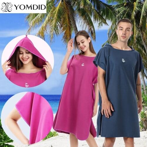 YOMDID Microfiber Poncho Towel Surf Beach Wetsuit Changing Bath Robe with Hood,Watersports Activities,Adults Men Women Kids