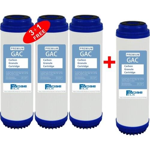 4 Pack of Premium 10inch Water Filter Cartridges GAC with function of remove Chlorine, Organic Chemicals etc