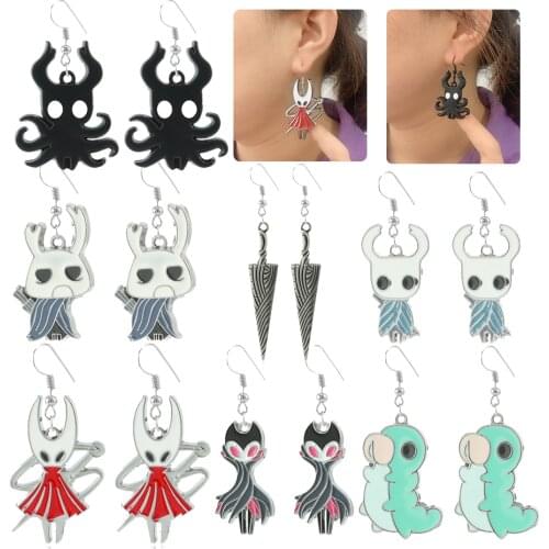 Game Hollow Knight Earrings Hoop Drop Dangle Fashion Cosplay Metal Cartoon Octopus Trendy Funny Novelty Jewelry For Unisex Gift