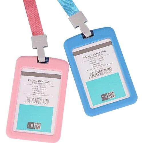Cute ID Card Holder Case Cartoon Business Bus Bank Credit rubber Card Cover Transparent Acrylic Student Kid Women Badge Bag Gift