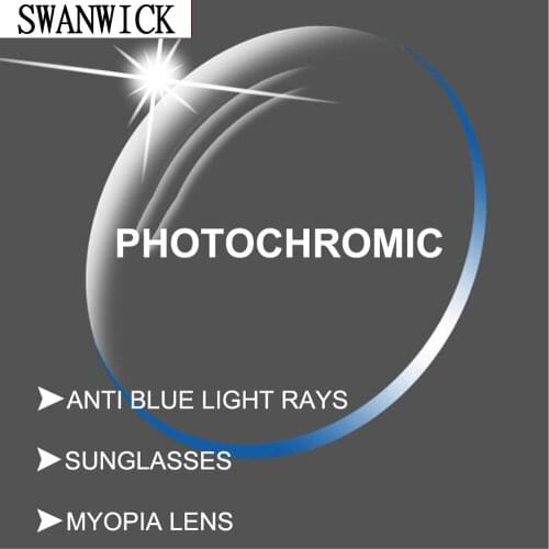 Swanwick photochromic aspheric optical lens CR-39 resin 1.56 1.61 1.67 myopia hyperopia lenses grey brown anti blue light