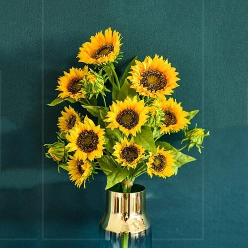 Wedding Dried Artificial Flowers Sunflower Simulation Bouquet Nordic Home Decoration Yellow Fake Flower Wedding Decoration