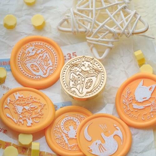 Reading Cat Wax Stamp European Fantasy Cat Series Fire Lacquer Seal Invitation Greeting Card DIY Hand Account Wax Seal