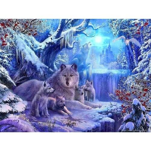 Animal Wolf Pre-Printed 11CT Cross Stitch Embroidery Complete Kit DMC Threads Needlework Hobby Sewing Handiwork Gift Adults