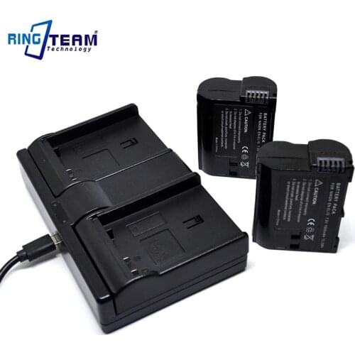 2x EN-EL15 EN-EL15a Battery & 1x Dual Charger (3-In-1) for Nikon Camera D600 D610 D750 D800 D800E D810 D810A D7100 D7200 1 V1