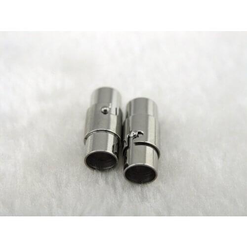 2 Sizes--10 Sets Stainless Steel Magnetic Clasp Tube Safety Clasp With Additional Adjustable Snap Lock For Necklace Bracelet