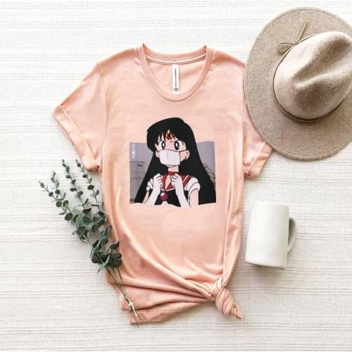 Anime Girl Maskshirt Kawaii Anime Girl Shirt Vintage Unisex Tees Aesthetic Graphic Tees Women Streetwear Tops Anime Lover Gift