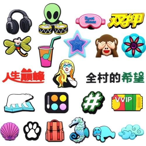 1pcs Sale 22 Types Animals Shoe Charms Accessories Decorations Music Style Luxury PVC Croc jibz Buckle for Kids Party Xmas Gifts